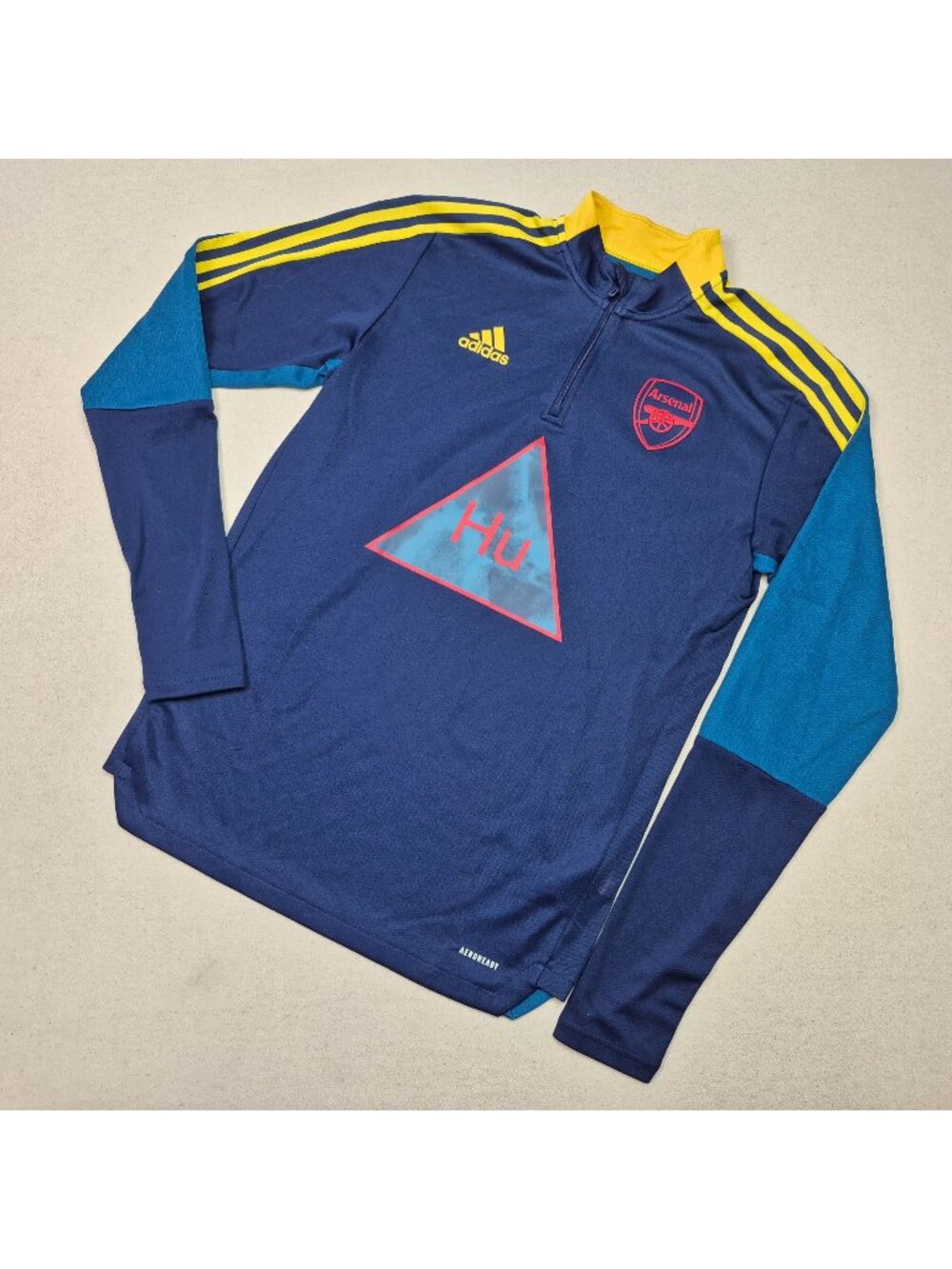 Adidas Men's Arsenal EPL 20/21 Long Sleeve 1/4 Zip Blue/Gold Trainer Top Sz M
